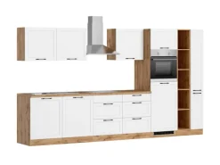 Held Küchen Küchenzeile Kempten 360 cm Weiß/Wotan mit E-Geräte