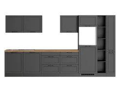 Held Küchen Küchenzeile Kempten 360 cm Grau/Graphit ohne E-Geräte