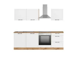 Held Küchen Küchenzeile Kempten 240 cm mit E-Geräten Wotan/Weiß