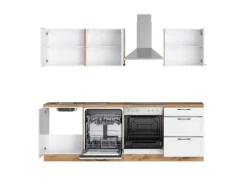 Held Küchen Küchenzeile Kempten 240 cm mit E-Geräten Wotan/Weiß