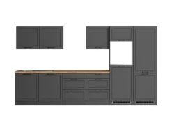 Held Küchen Küchenzeile Kempten 360 cm Grau/Graphit ohne E-Geräte /autark