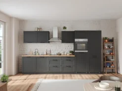 Held Küchen Küchenzeile Kempten 360 cm Grau/Graphit ohne E-Geräte /autark