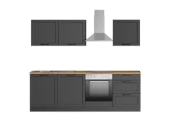 Held Küchen Küchenzeile Kempten 240 cm mit E-Geräten Graphit/Grau