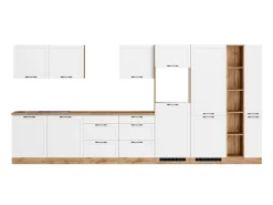 Held Küchen Küchenzeile Kempten 420 cm Weiß/Wotan ohne E-Geräte