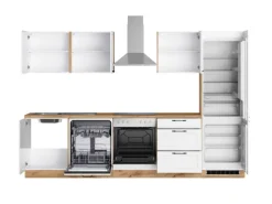 Held Küchen Küchenzeile Kempten 300 cm mit E-Geräten Wotan/Weiß