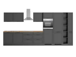 Held Küchen Küchenzeile Kempten 420 cm Grau/Graphit mit E-Geräte
