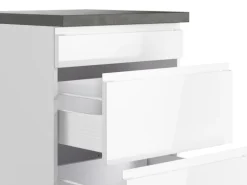 Held Küchen Kochfeldumschrank Gera 60 cm Weiß/Beton