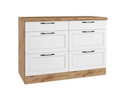 Held Küchen Unterschrank Kempten 120 cm Weiß/Wotan