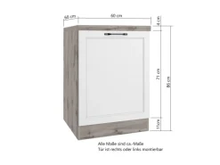 Held Küchen Unterschrank Kempten 60 cm Weiß/Wotan