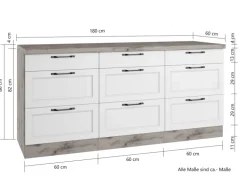 Held Küchen Unterschrank Kempten 180 cm Grau/Graphit