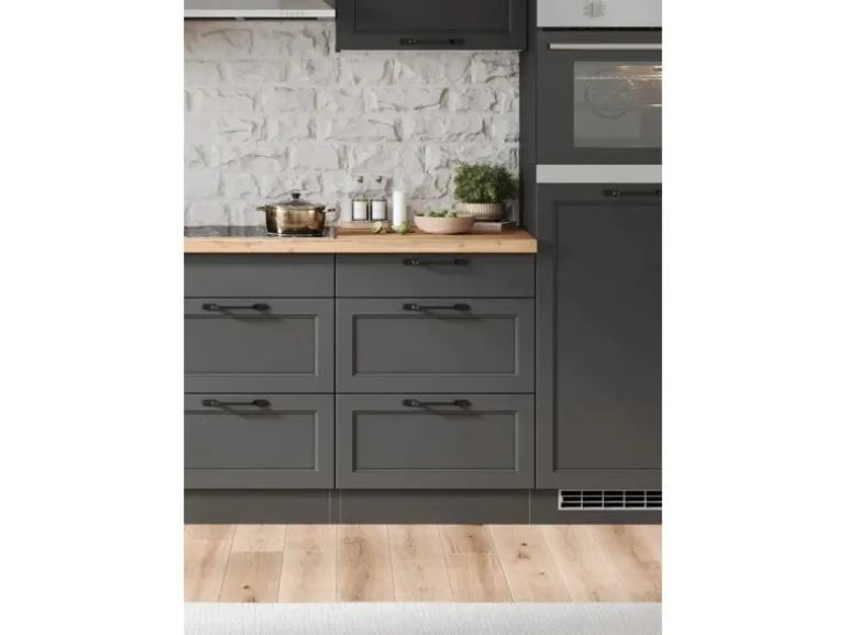 Held Küchen Unterschrank Kempten 60 cm Grau/Graphit 2 Türen