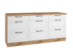 Held Küchen Unterschrank Kempten 180 cm Weiß/Wotan