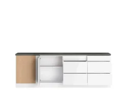 Held Küchen Winkelküche Gera 240 cm Weiß/Beton ohne E-Geräte