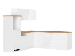 Held Küchen Winkelküche Gera 240 cm Weiß/Wotan ohne E-Geräte /autark