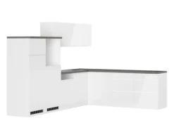 Held Küchen Winkelküche Gera 300 cm Weiß/Beton ohne E-Geräte