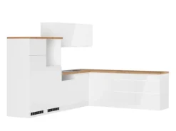 Held Küchen Winkelküche Gera 300 cm Weiß/Wotan ohne E-Geräte