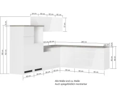 Held Küchen Winkelküche Gera 300 cm Weiß/Wotan ohne E-Geräte