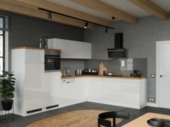 Held Küchen Winkelküche Gera 300 cm Weiß/Wotan mit E-Geräte