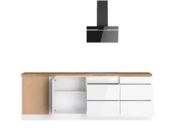 Held Küchen Winkelküche Gera 300 cm Weiß/Wotan mit E-Geräte