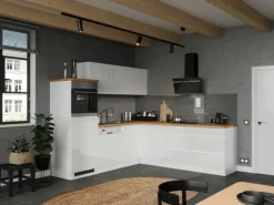 Held Küchen Winkelküche Gera 240 cm Weiß/Wotan mit E-Geräten Induktion