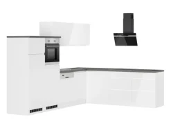 Held Küchen Winkelküche Gera 300 cm Weiß/Beton mit E-Geräte