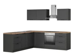 Held Küchen Winkelküche Kempten 240 cm mit E-Geräten Graphit/Grau