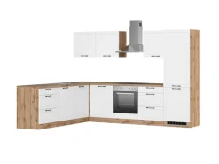 Held Küchen Winkelküche Kempten 300 cm mit E-Geräten Wotan/Weiß