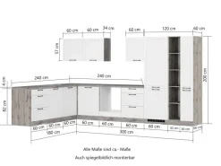 Held Küchen Winkelküche Kempten 360 cm mit E-Geräten Wotan/Weiß