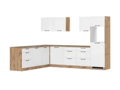 Held Küchen Winkelküche Kempten 300 cm Weiß/Wotan ohne E-Geräte /autark