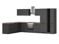Held Küchen Winkelküche Kempten 360 cm mit E-Geräten Graphit/Grau
