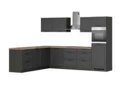 Held Küchen Winkelküche Kempten 300 cm Grau/Graphit mit E-Geräten /autark