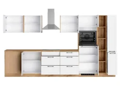 Held Küchen Winkelküche Kempten 360 cm Weiß/Wotan mit E-Geräten /autark