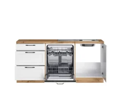 Held Küchen Winkelküche Kempten 240 cm mit E-Geräten Wotan/Weiß