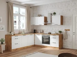 Held Küchen Winkelküche Kempten 240 cm ohne E-Geräte Wotan/Weiß