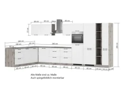 Held Küchen Winkelküche Kempten 420 cm Grau/Graphit mit E-Geräten Induktion