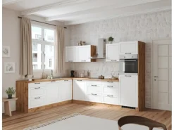 Held Küchen Winkelküche Kempten 300 cm mit E-Geräten Grau/Graphit autark Indukt.