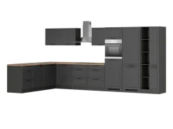 Held Küchen Winkelküche Kempten 420 cm Grau/Graphit mit E-Geräte
