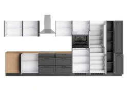 Held Küchen Winkelküche Kempten 420 cm Grau/Graphit mit E-Geräte