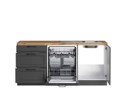 Held Küchen Winkelküche Kempten 420 cm Grau/Graphit mit E-Geräte