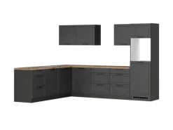 Held Küchen Winkelküche Kempten 300 cm Grau/Graphit ohne E-Geräte /autark