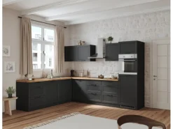 Held Küchen Winkelküche Kempten 300 cm Grau/Graphit ohne E-Geräte /autark