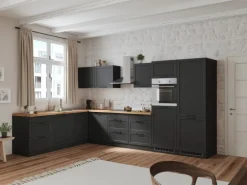 Held Küchen Winkelküche Kempten 360 cm Grau/Graphit mit E-Geräte
