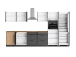 Held Küchen Winkelküche Kempten 360 cm Grau/Graphit mit E-Geräte