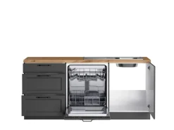 Held Küchen Winkelküche Kempten 360 cm Grau/Graphit mit E-Geräte