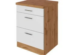 Held Möbel Küchen-Auszugsschrank Sorrento 50x85x60cm  2 Ausz. Weiß-WotanEiche