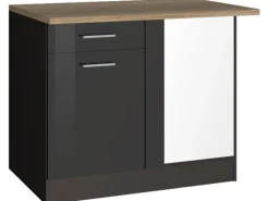 Held Möbel Küchen-Eckschrank Mailand 110 cm Hochglanz Graphit/Graphit