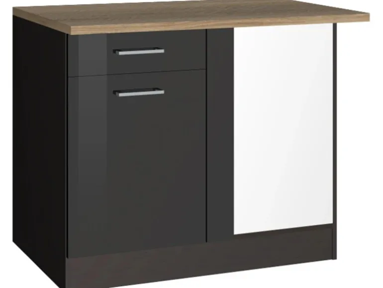 Held Möbel Küchen-Eckschrank Mailand 110 cm Hochglanz Graphit/Graphit