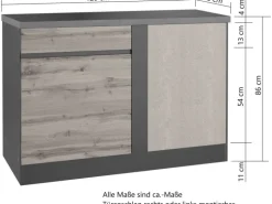 Held Möbel Küchen-Eckschrank Turin 120 cm Wotaneiche/Graphit