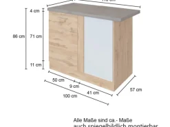 Held Möbel Küchen-Eck-Unterschrank Sorrento 110x85x60cm Tür + EL-B. Wotan.-Graf.