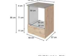Held Möbel Küchen-Herdumbau Sorrento 60x85x60cm Nische f. Ofen WotanEiche-Grafit